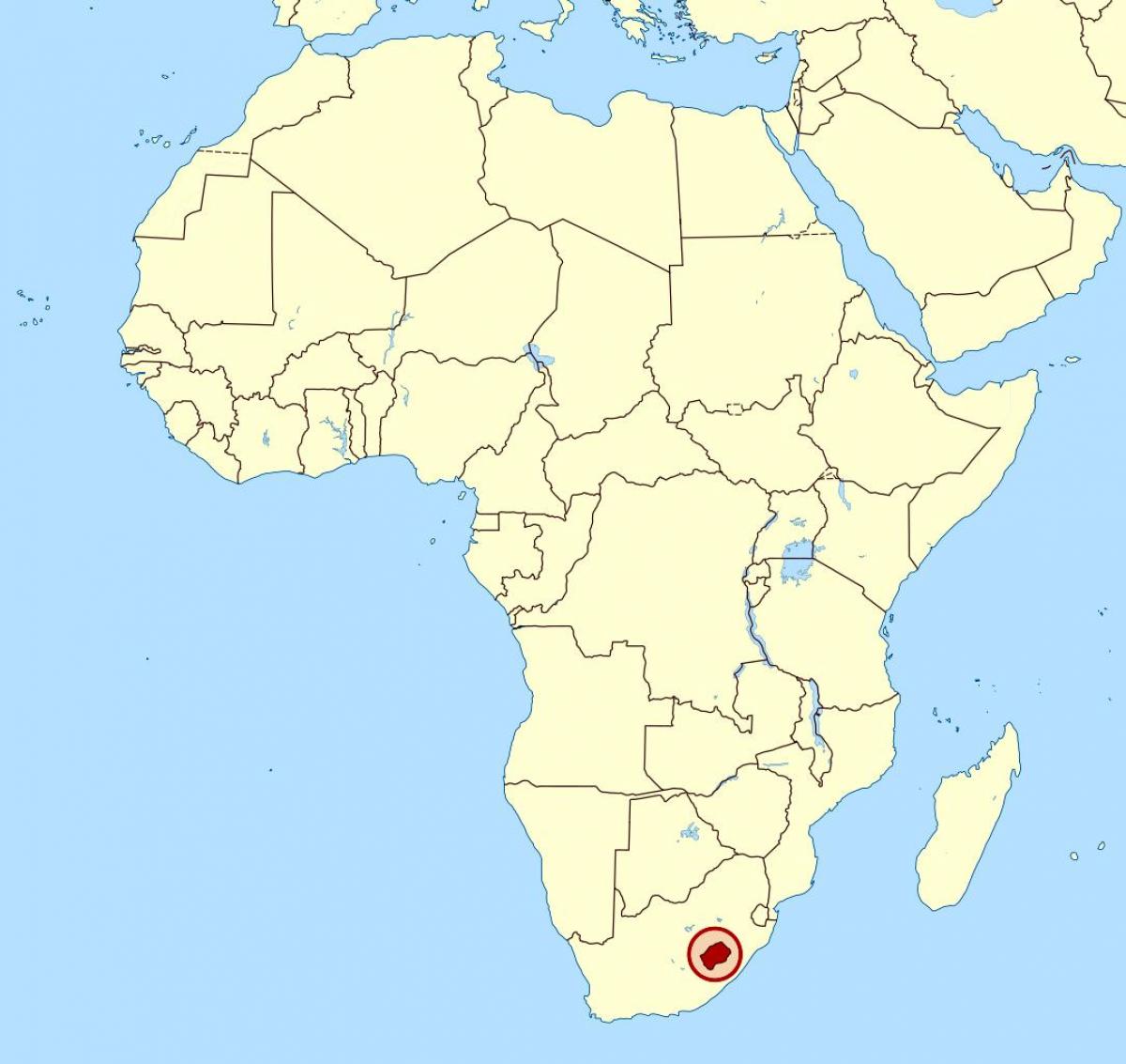 Karte von Lesotho auf der Karte von Afrika
