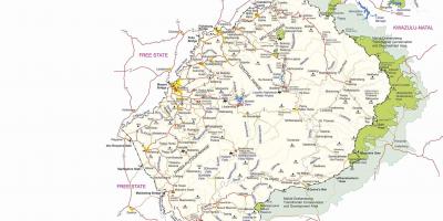 Karte von Lesotho Grenzposten