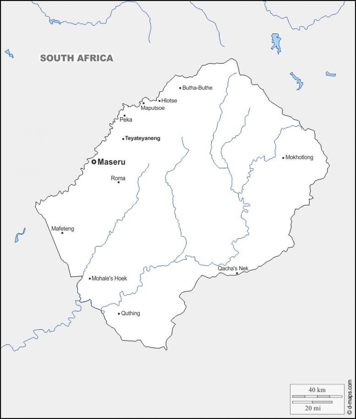 Karte von Lesotho maputsoe