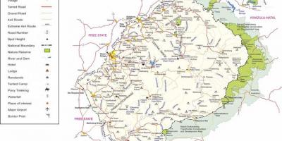Lesotho Straßen Karte